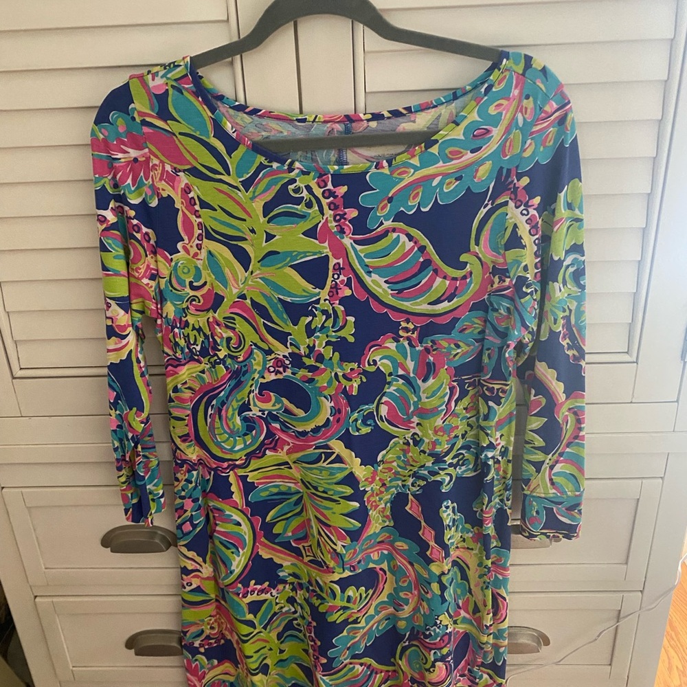 Lilly Pulitzer Blue and Pink Long Sleeve Dress